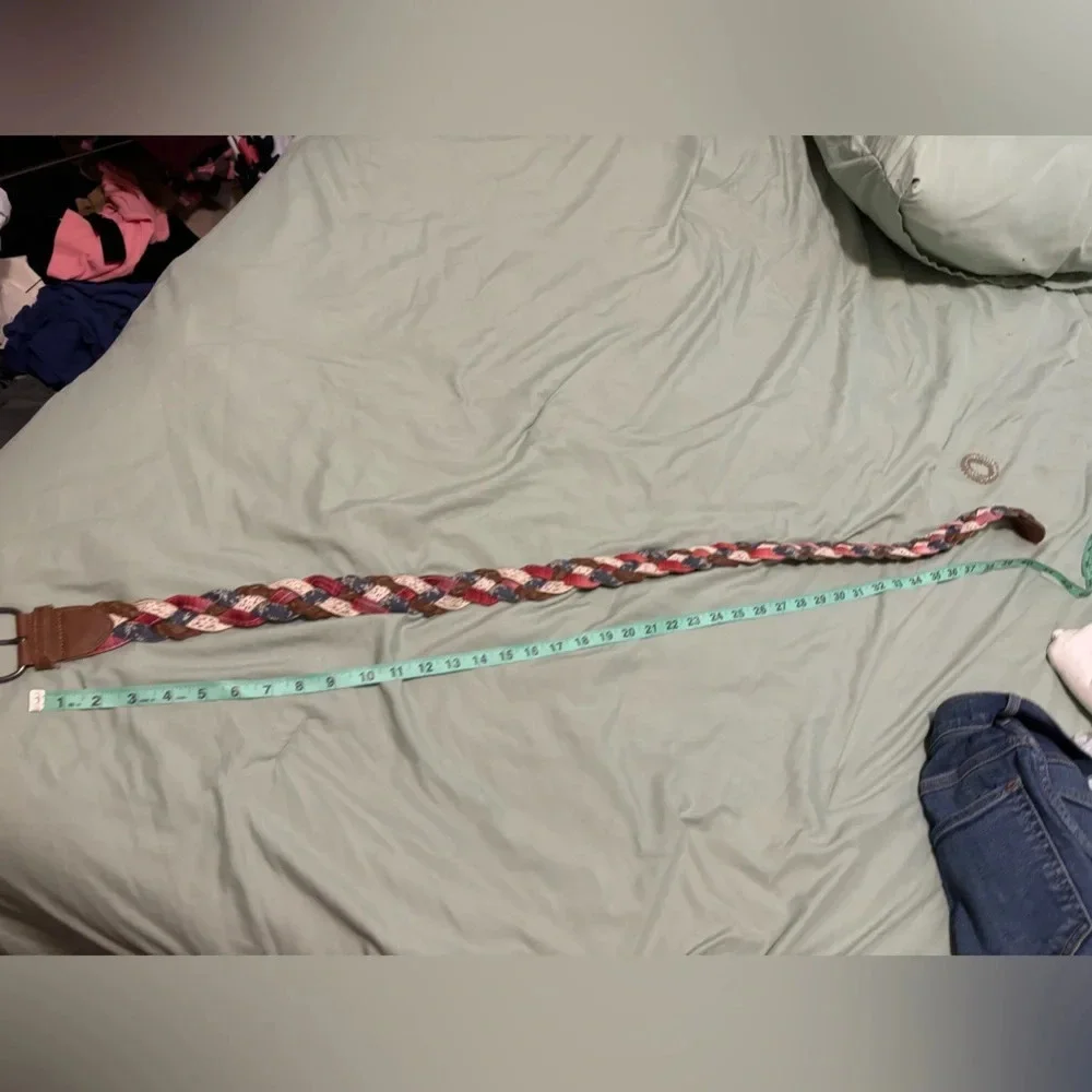 Leather Belt red white blue size 11/40 inches